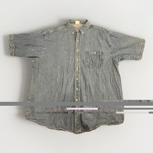 Union Line Shirt Mens XL XXL Denim Button Down Short Sleeve Made in USA Workwear